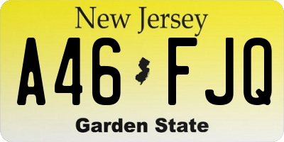 NJ license plate A46FJQ