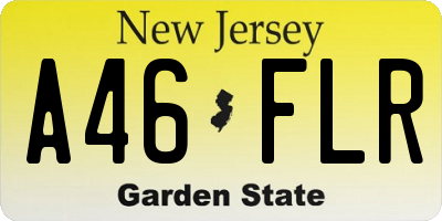 NJ license plate A46FLR