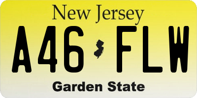 NJ license plate A46FLW