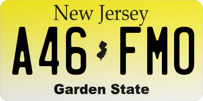 NJ license plate A46FMO