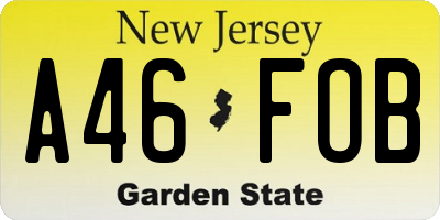 NJ license plate A46FOB