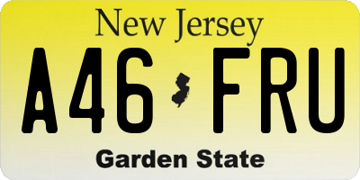 NJ license plate A46FRU