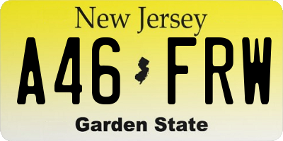 NJ license plate A46FRW