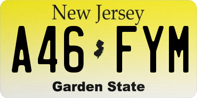 NJ license plate A46FYM