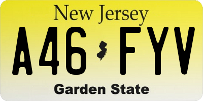 NJ license plate A46FYV