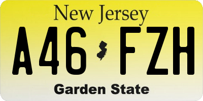 NJ license plate A46FZH