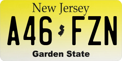 NJ license plate A46FZN
