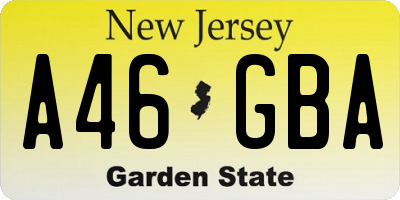 NJ license plate A46GBA