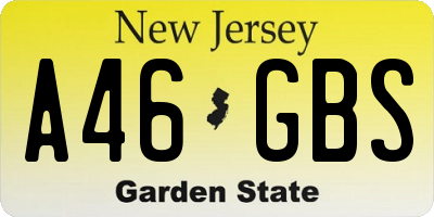NJ license plate A46GBS