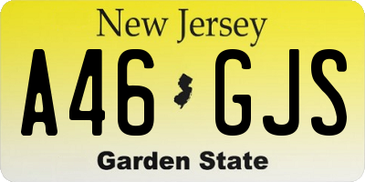 NJ license plate A46GJS