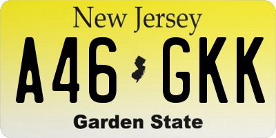NJ license plate A46GKK