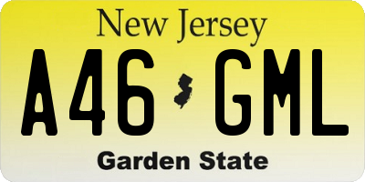 NJ license plate A46GML