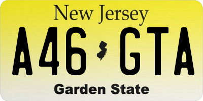 NJ license plate A46GTA
