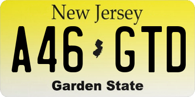 NJ license plate A46GTD