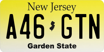 NJ license plate A46GTN