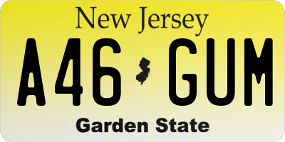 NJ license plate A46GUM