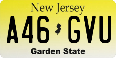 NJ license plate A46GVU