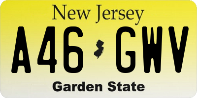 NJ license plate A46GWV
