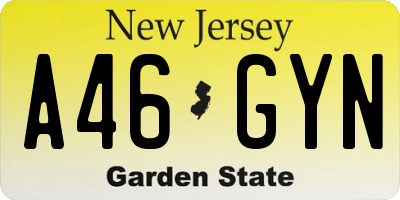 NJ license plate A46GYN