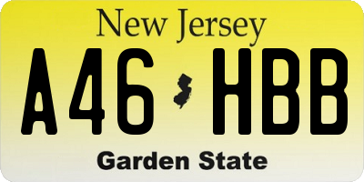 NJ license plate A46HBB