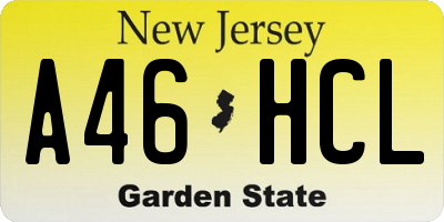 NJ license plate A46HCL