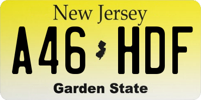 NJ license plate A46HDF