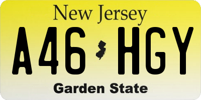 NJ license plate A46HGY
