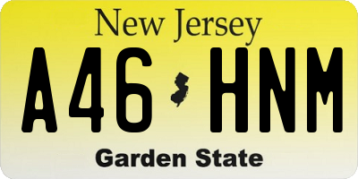NJ license plate A46HNM