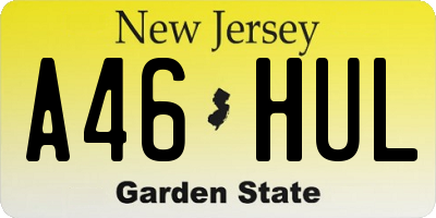 NJ license plate A46HUL