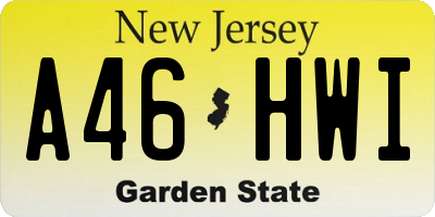 NJ license plate A46HWI