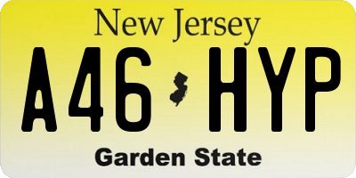 NJ license plate A46HYP