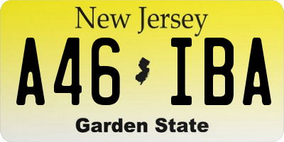 NJ license plate A46IBA