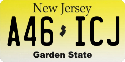 NJ license plate A46ICJ