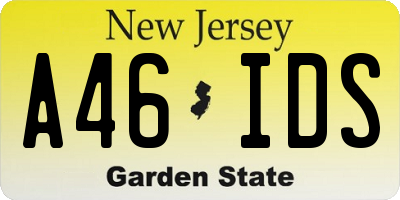 NJ license plate A46IDS