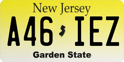 NJ license plate A46IEZ
