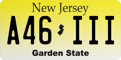 NJ license plate A46III
