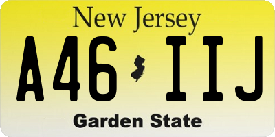 NJ license plate A46IIJ