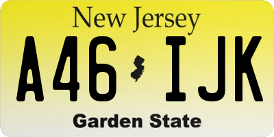 NJ license plate A46IJK
