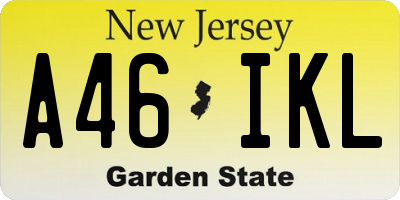 NJ license plate A46IKL