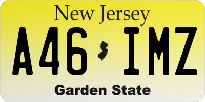 NJ license plate A46IMZ