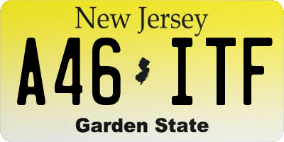 NJ license plate A46ITF
