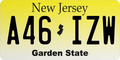NJ license plate A46IZW