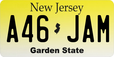 NJ license plate A46JAM
