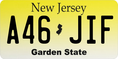 NJ license plate A46JIF