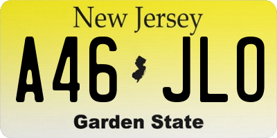 NJ license plate A46JLO