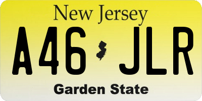 NJ license plate A46JLR