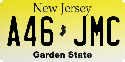 NJ license plate A46JMC