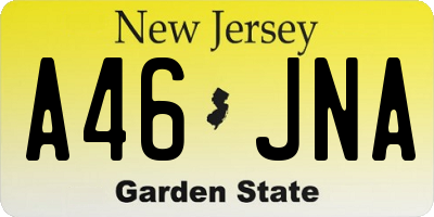 NJ license plate A46JNA