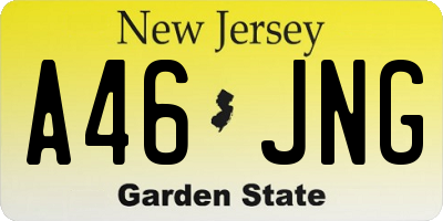 NJ license plate A46JNG