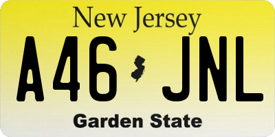 NJ license plate A46JNL